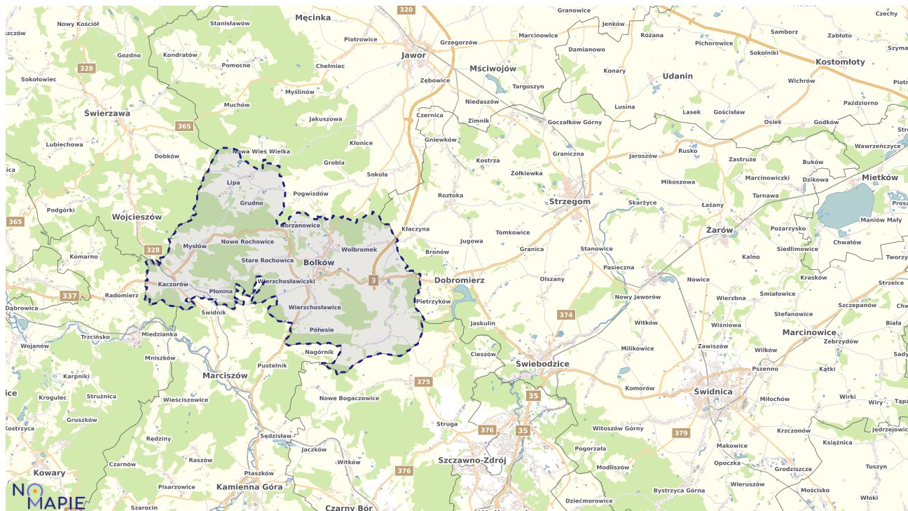 Mapa obszarów ochrony przyrody Bolkowa