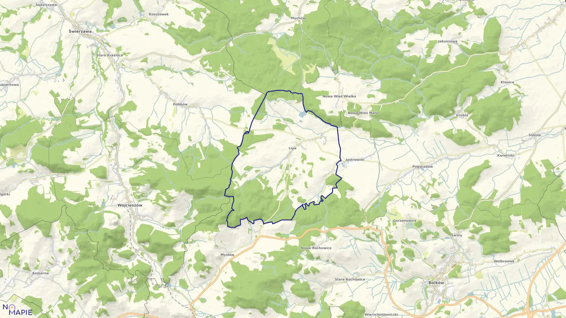 Mapa obrębu LIPA w gminie Bolków
