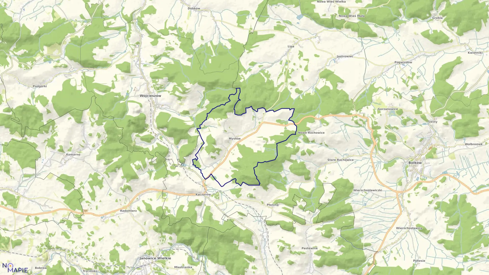 Mapa obrębu MYSŁÓW w gminie Bolków