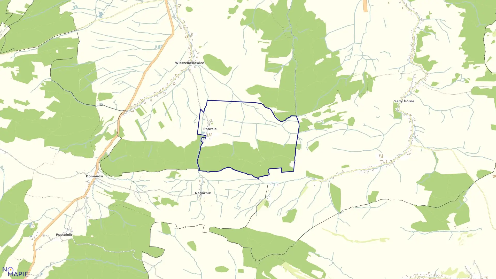 Mapa obrębu PÓŁWSIE w gminie Bolków